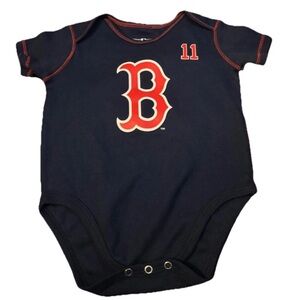 MLB Players Navy Red Boston Red Sox 'B' Infant Bodysuit Baseball Devers